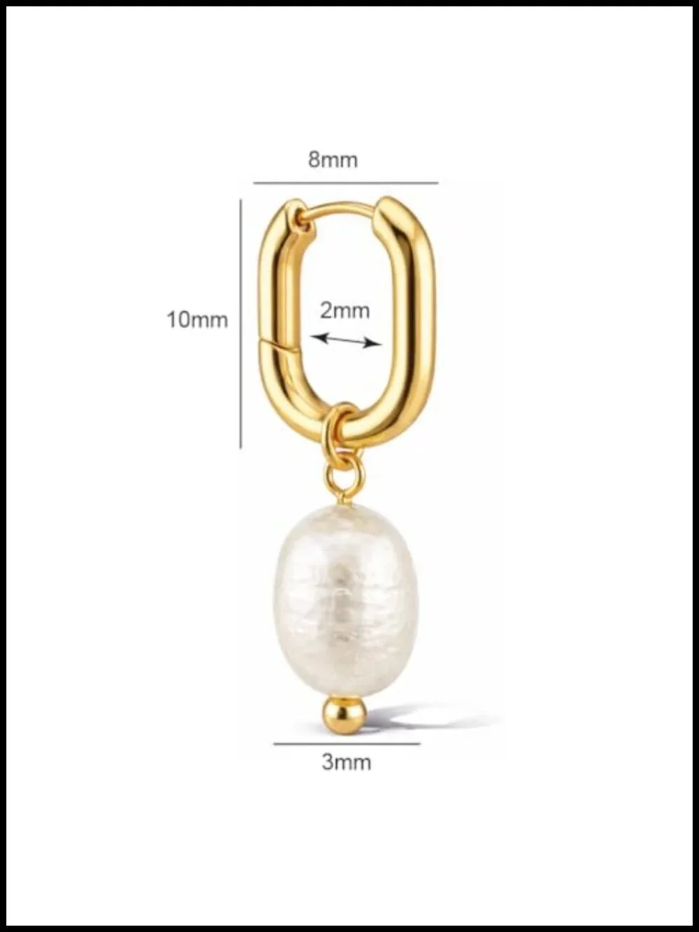 18K Gold Plated Pearl Drop Hoop Earrings Hypoallergenic Huggies